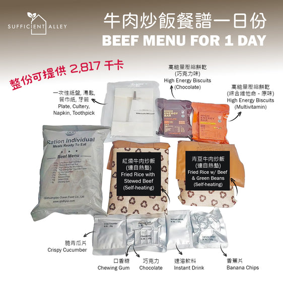 即食口糧 MRE｜牛肉炒飯餐譜一日份｜軍糧【連自熱包】【原箱】(12包)