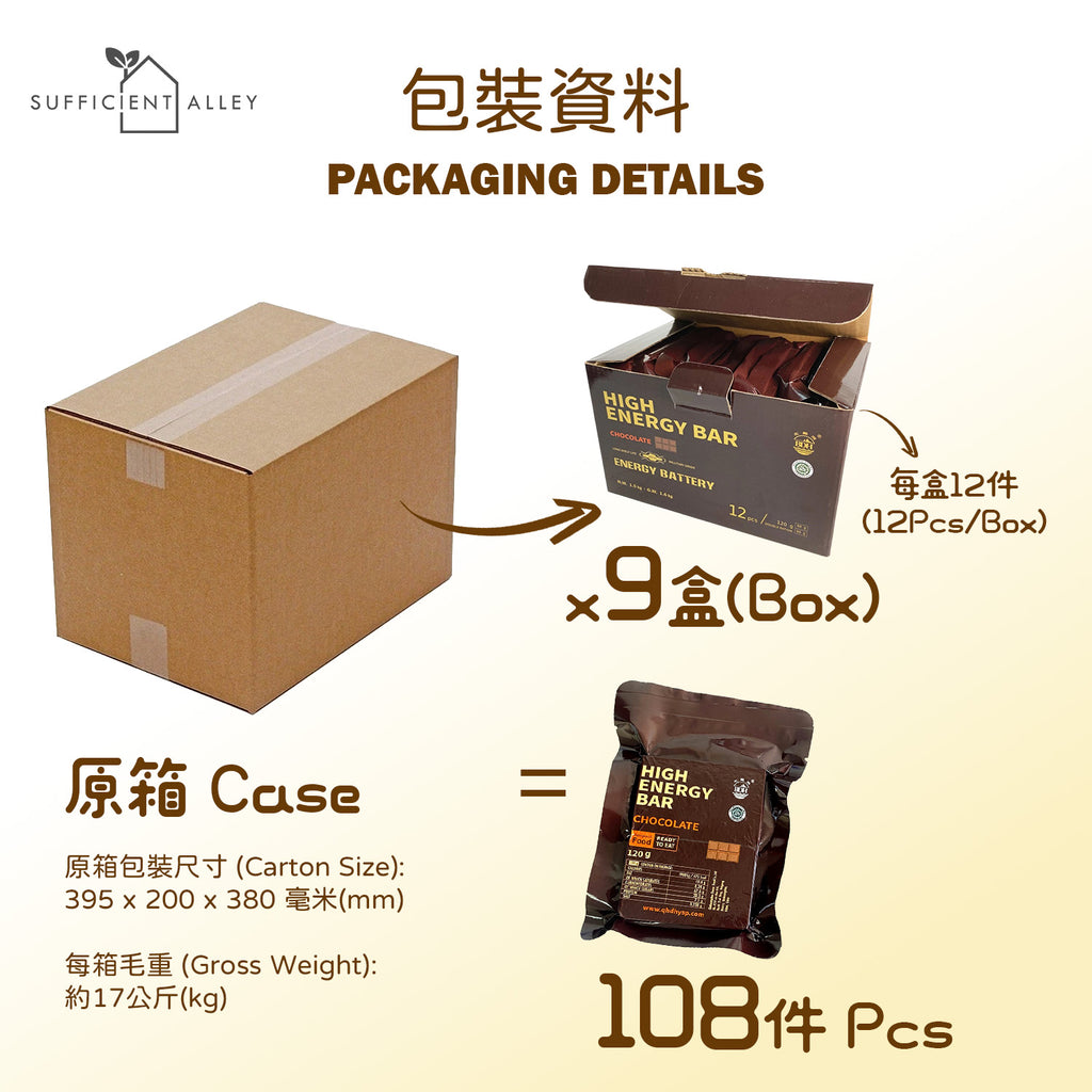 【Vegan】High Energy Emergency Biscuits【Chocolate Flavour】【Full Case】(108PCS)